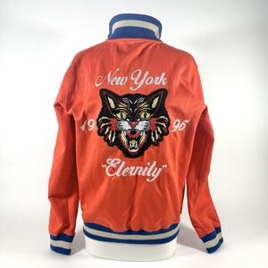 Vintage 1996 New York Varsity Jacket Mens M Embroidered Tiger & Rose Streetwear
